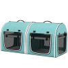PawHut 39" Portable Soft 2 Sided PetCarrier with Divider, Two Compartment, Soft Cushions, & Storage Bag, Green
