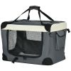 24" Foldable Pet Carrier with Removable Mat, Breathable Mesh, Soft Side Pet Travel Crate for Miniature Dogs, Grey