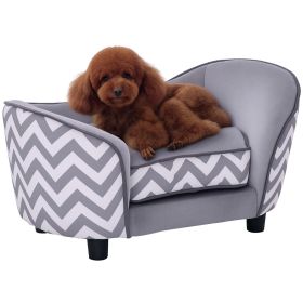 Pet Sofa Elevated Dog Bed Raised Couch Puppy Furniture for Small Sized Dogs with Storage Removable Cushion Cover Grey