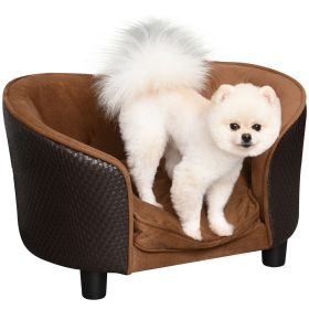 Dog Sofa with Removable Washable Cushion, Elevated Miniature Dogs, White