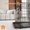 Dog Crate, 48 Inch Large Dog Cage with Divider and Plastic Leak-Proof Pan Tray, Double Door Folding Metal Wire Cage for Indoor, Outdoor, and Travel