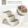 Portable Pet Stairs Foldable Steps for Small Dogs and Cats 3-Step with Non-slip Treads for Beds Sofas, Cream