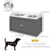 Large Elevated Dog Bowls with Storage Drawer, Raised Pet Feeding Station with 2 Stainless Steel Bowls, Grey