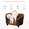 Dog Sofa with Removable Washable Cushion, Elevated Miniature Dogs, White