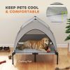 PawHut Elevated Dog Bed with Removable Canopy, Portable Outside Raised Pet Cot with Cooling Pad, Storage Bag, 36" x 29.5" x 35"