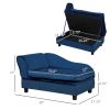 PawHut Pet Sofa Bed with Storage, Cushy Couch for Cats and Small Dogs, Soft Foam Couch, Modern Pet Furniture, Blue