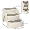 Portable Pet Stairs Foldable Steps for Small Dogs and Cats 3-Step with Non-slip Treads for Beds Sofas, Cream