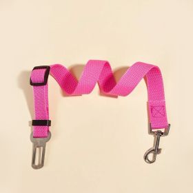 Adjustable Pet Safety Belt Leash; Dog Car Seat Belt For Dogs Outdoor Travelling (Color: Pink, size: 72)
