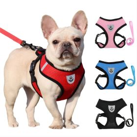 Reflective Pet Harness And Leash Set For Dog; Adjustable No Pull Dog Harness With Soft Mesh (Color: Red, size: L)