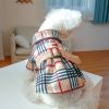 Pet Dress; Plaid Dog Dress With Belt; Winter Dress Pet Clothes For Small Medium Dogs